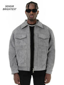 Autumn Jackets Oversize Casual Clothes High Street Pockets Laper Zipper Suede Thick Coat Mens Windbreaker Loose