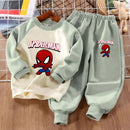 MARVEL Fashion Cartoon Print Boys Spliced Sweatshirt 2-piece Sets Kids O Neck Hoodies and Long Pant 2pcs Set Kids Sport Clothes