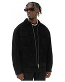 Autumn Jackets Oversize Casual Clothes High Street Pockets Laper Zipper Suede Thick Coat Mens Windbreaker Loose