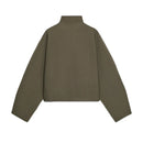 Vintage Stand Collar Women's Cropped Jacket Zipper Loose Full Sleeve Thick Warm Coat 2025 Autumn Winter Lady New in Outwear