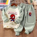 MARVEL Fashion Cartoon Print Boys Spliced Sweatshirt 2-piece Sets Kids O Neck Hoodies and Long Pant 2pcs Set Kids Sport Clothes